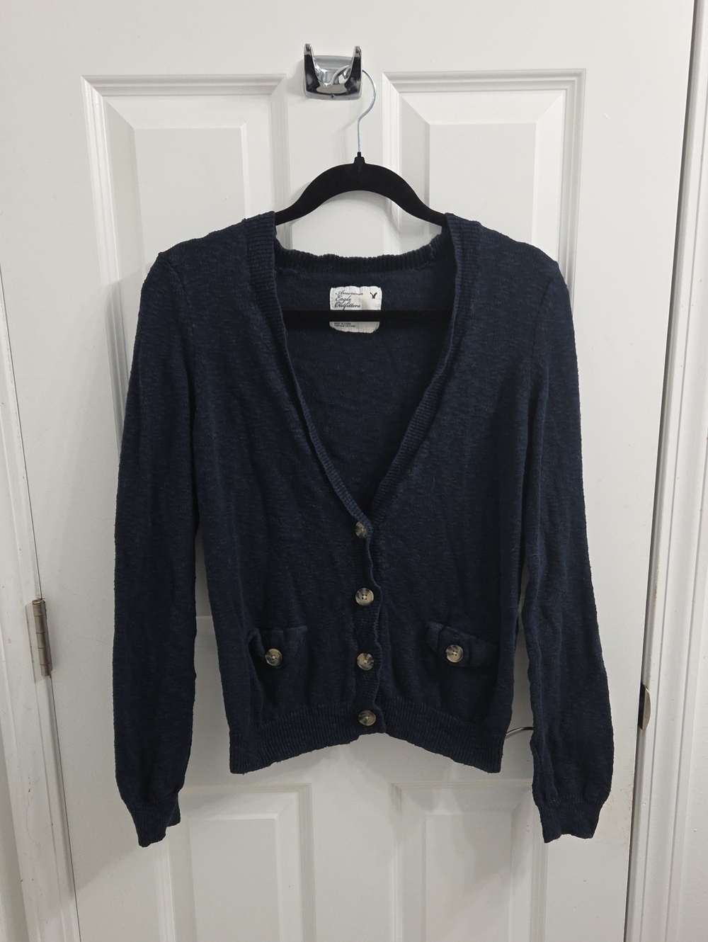 2010 American Eagle Outfitters Navy V-Neck Button Cardigan